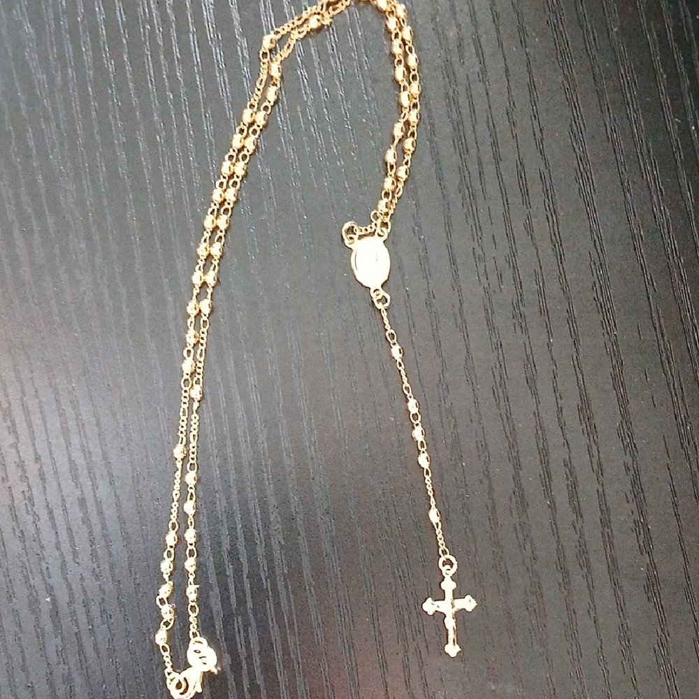 18kgf over brass Rosary Necklace with Cross Pendant